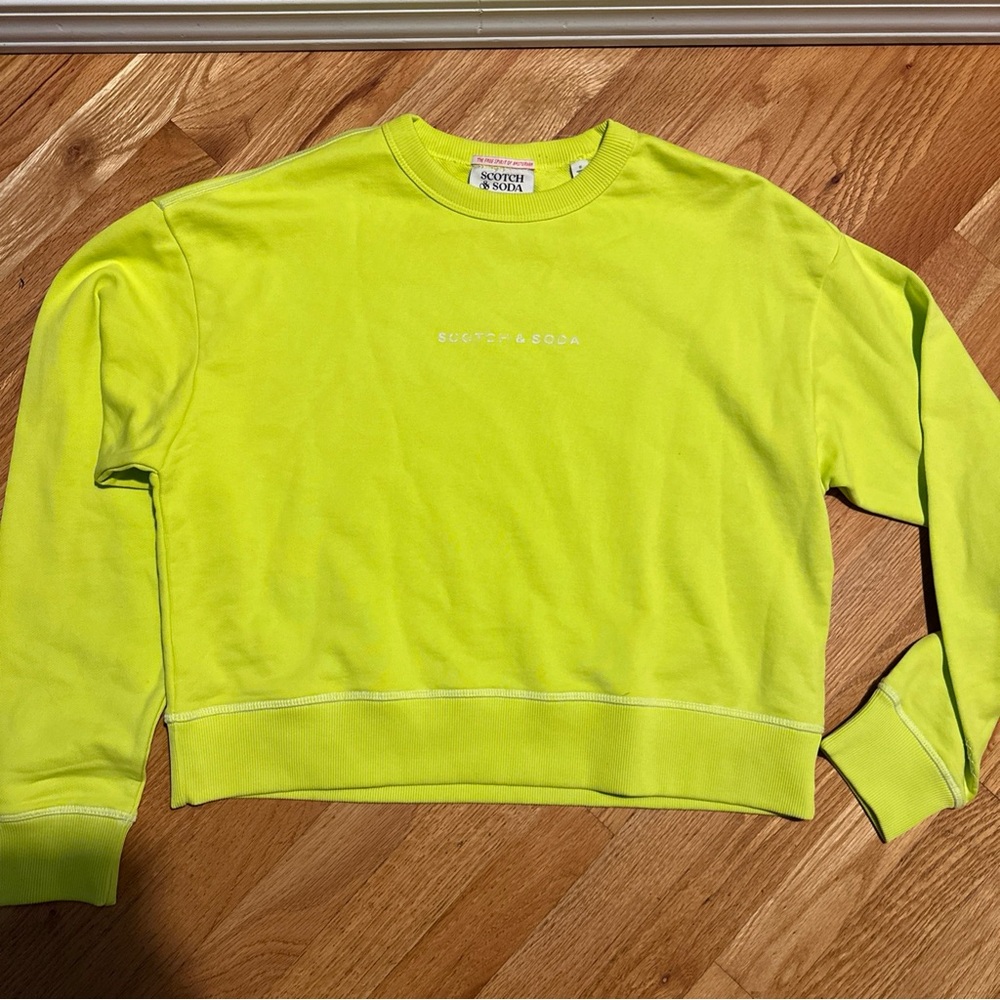 Scotch & Soda Women's Neon Yellow Crew Neck Sweater